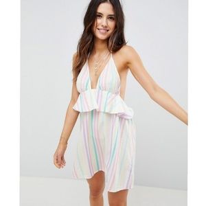 NWOT ASOS Candy Stripe Halter Beach Dress